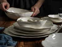 Оптом Белые Реактивные Глазурованные Керамические Обеденные Сервизы Eka Nordic Stoneware Для Дома И Гостиниц.